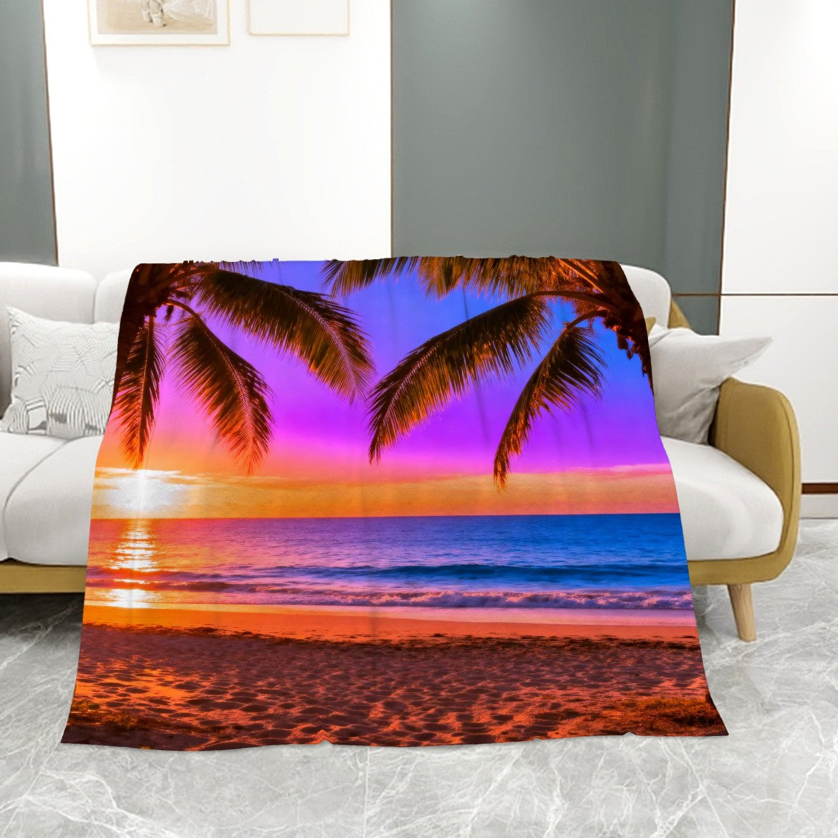 Splendid Summer Beach Sunset Throw Blanket