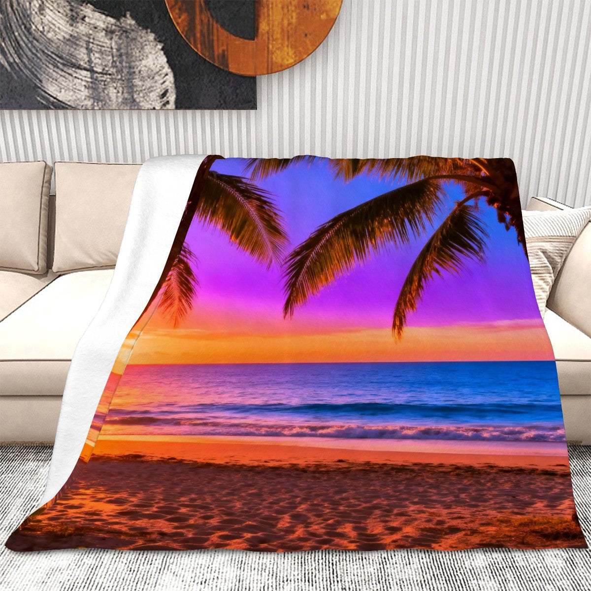 Splendid Summer Beach Sunset Throw Blanket