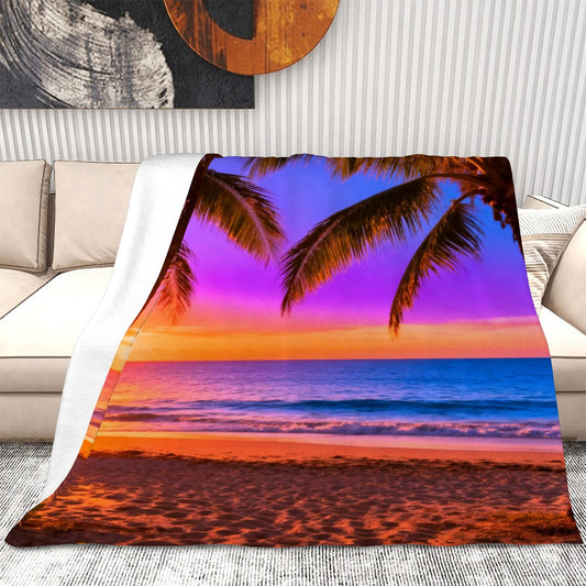 Splendid Summer Beach Sunset Throw Blanket